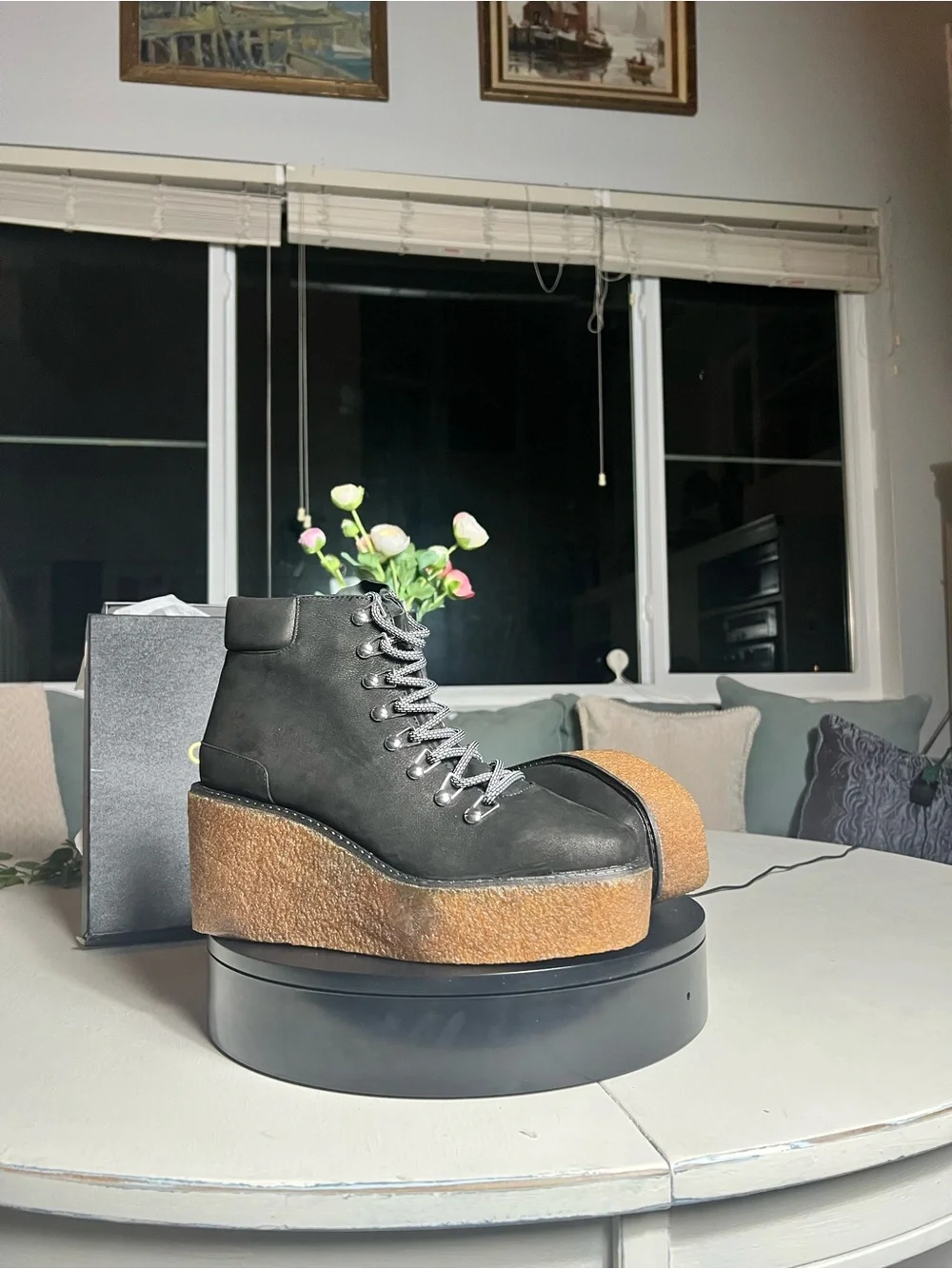 Cecilia New York Black Platform Lace-Up Women's Ankle Boots